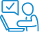 Request Loss Runs A person operates a computer. A speech bubble with an affirmative checkmark is drawn next to the person